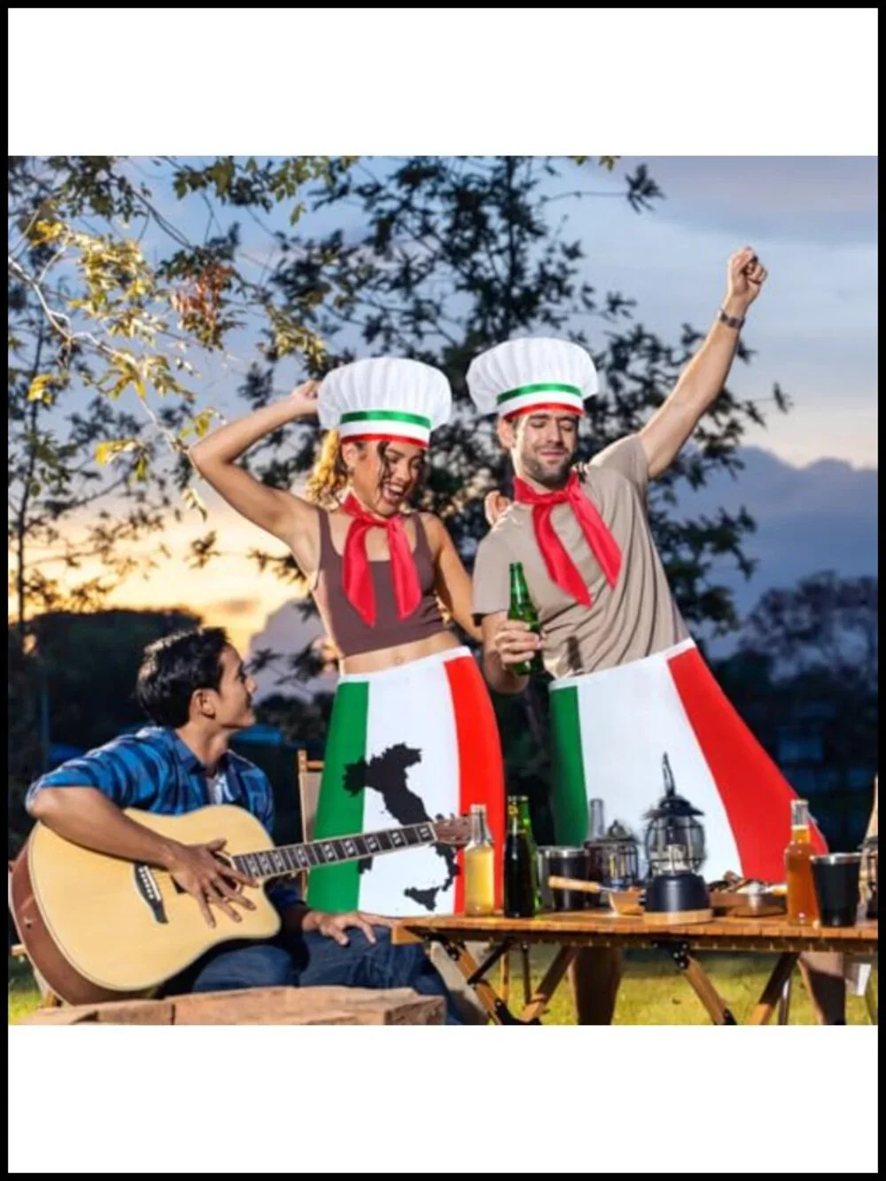 Italian Chef Costume Set with Aprons Hats Bandanas Pizza Party Kitchen